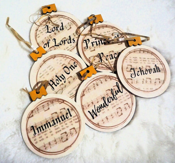 Vintage Music Names of Christ ornaments
