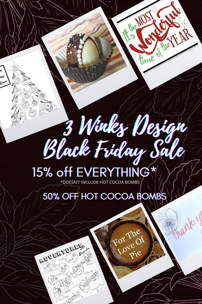 3 Winks Black Friday Sale 15% off and 50% off Hot Cocoa Bombs